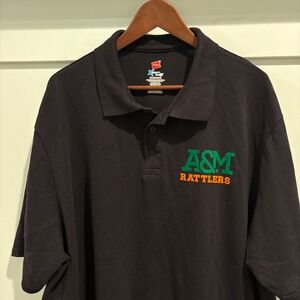 Florida A&M FAMU Rattlers Polo Shirt Black 3XL‎ Hanes XTemp FreshIQ Flocked Logo